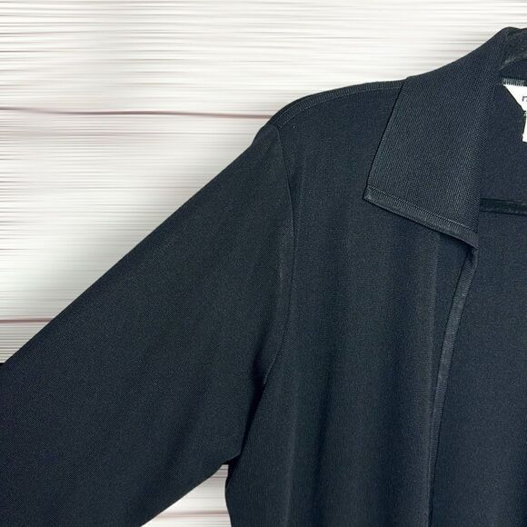 Exclusively Misook Open Front Cardigan Black Long Sleeve Collared Size L petite - Picture 4 of 9